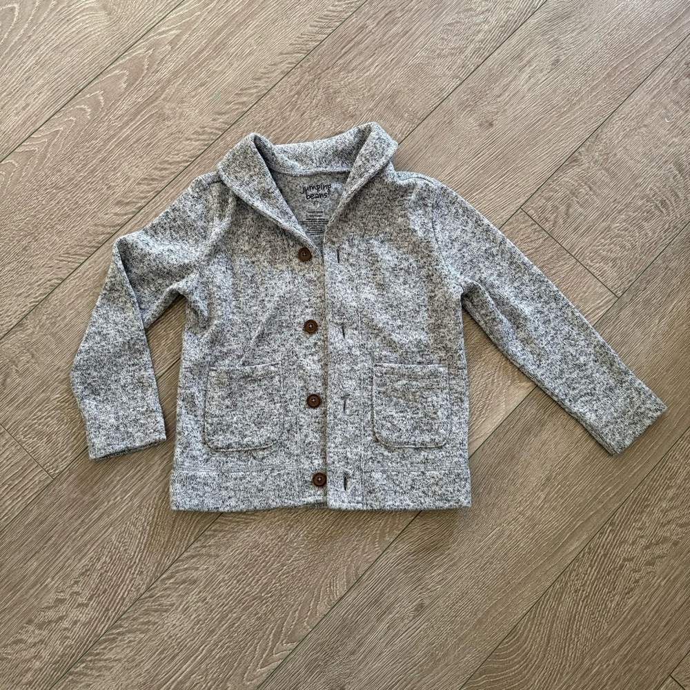 Grey Button Down Sweater Cardigan Toddler Boys 4T Fashion Winter
